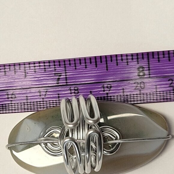 Marbled Agate Ring Adjustable Band Handmade Semi Precious Ring - Picture 6 of 9